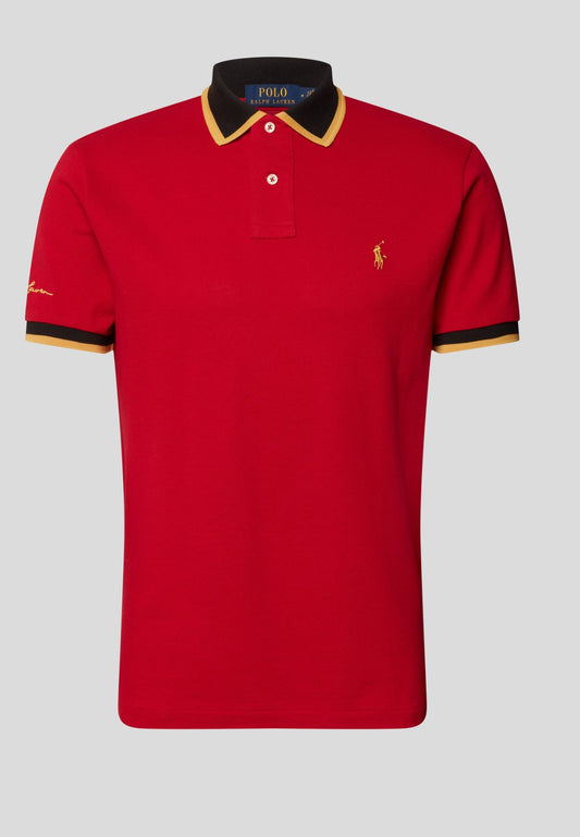 Men's Custom Slim Fit Lunar Tip Polo Shirt, Red