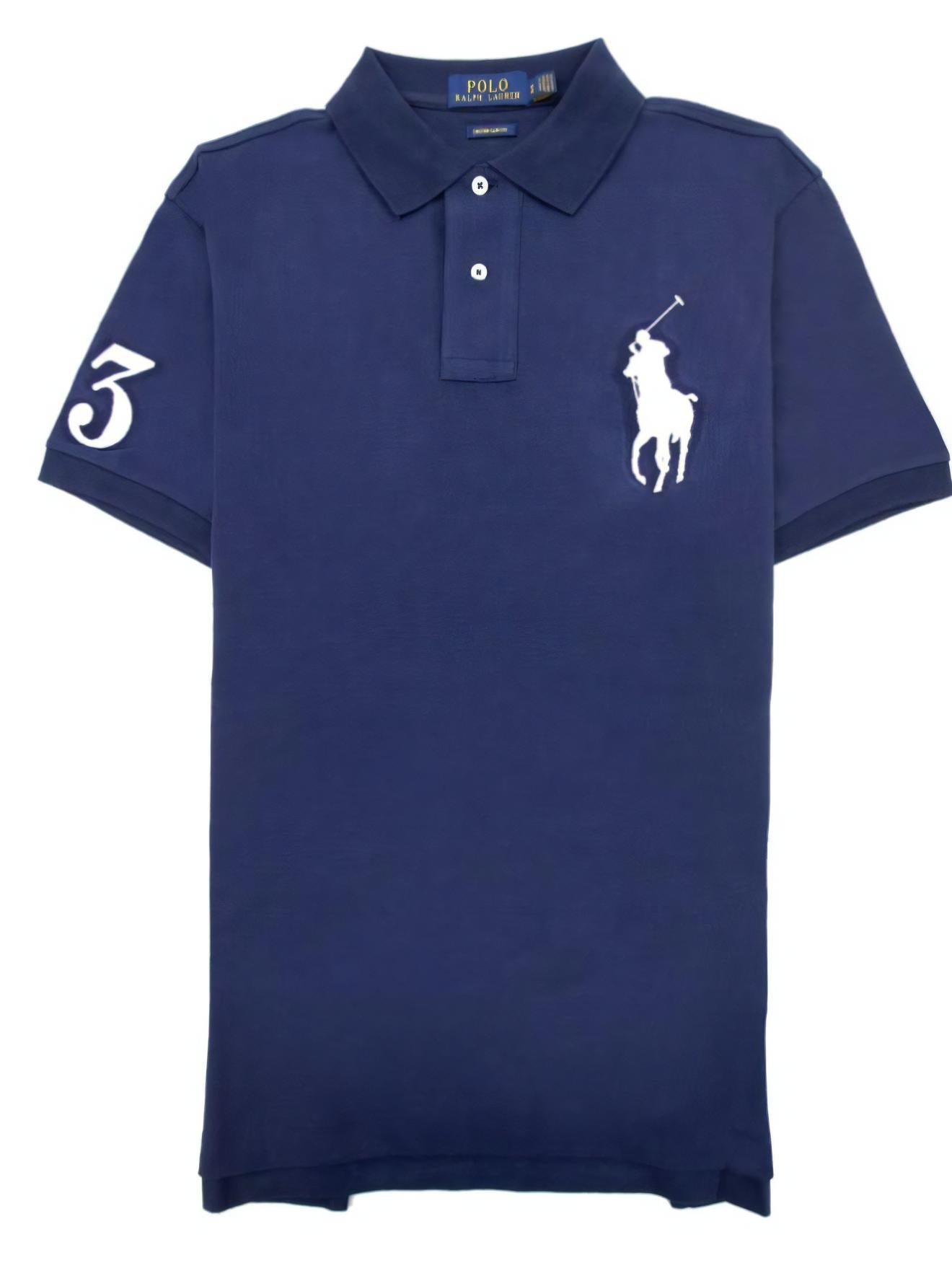 Men's Custom Slim Fit Big Pony Polo Polo Shirt, Navy