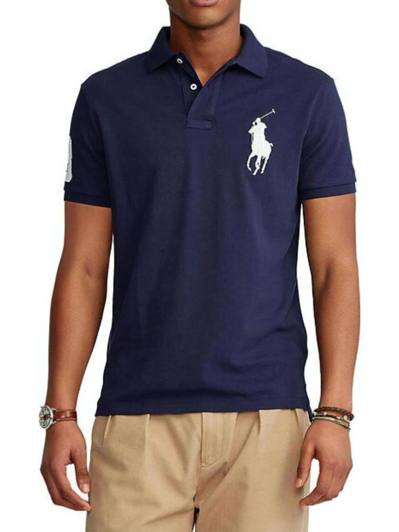 Men's Custom Slim Fit Big Pony Polo Polo Shirt, Navy