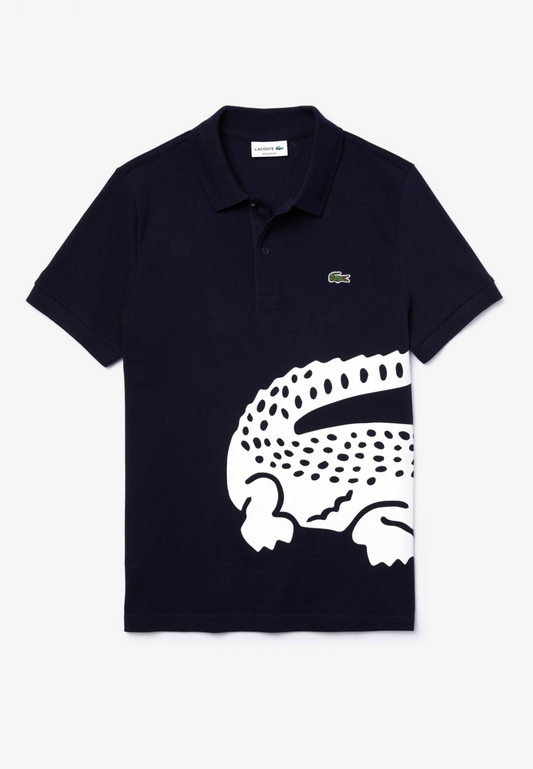 Men's Regular Fit Crocodile Print Polo Shirt, Dark Blue