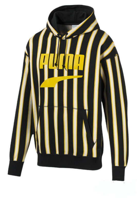 Men's Down Town Striped Graphic Hoodie - Black/Yellow