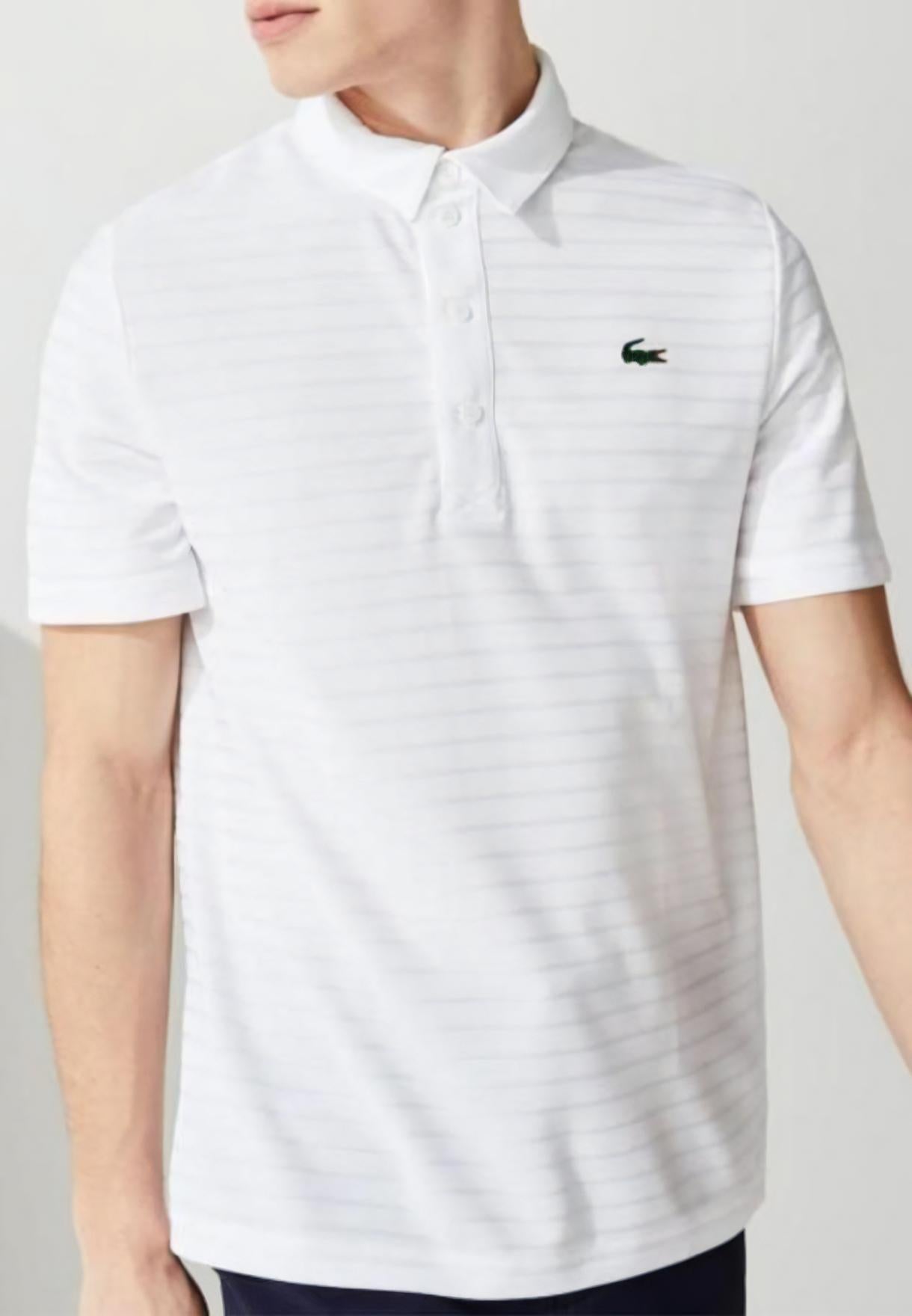 Men's Regular Fit Textured Breathable Golf Polo Shirt, White