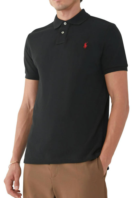 Men's Custom Slim Fit Mesh Polo Shirt, Black