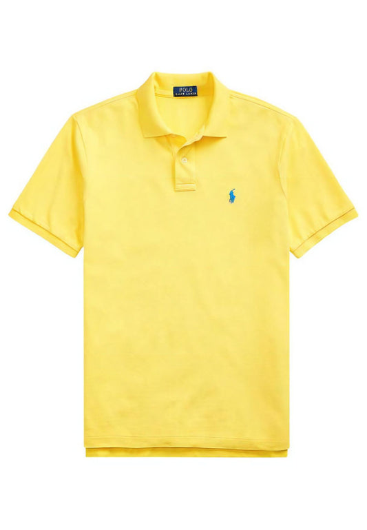 Men's Classic Fit Cotton Mesh Polo Shirt,  yellow