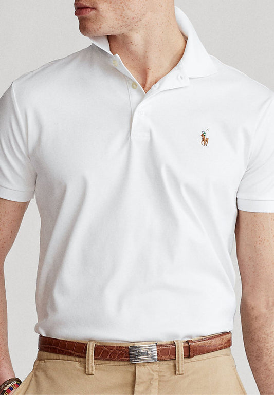 Men's Custom Slim-Fit Soft Cotton Polo Shirt, White