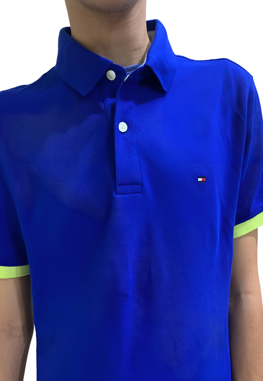 Men's Custom Fit Short Sleeve Polo Shirt, Deep Ocean Blue