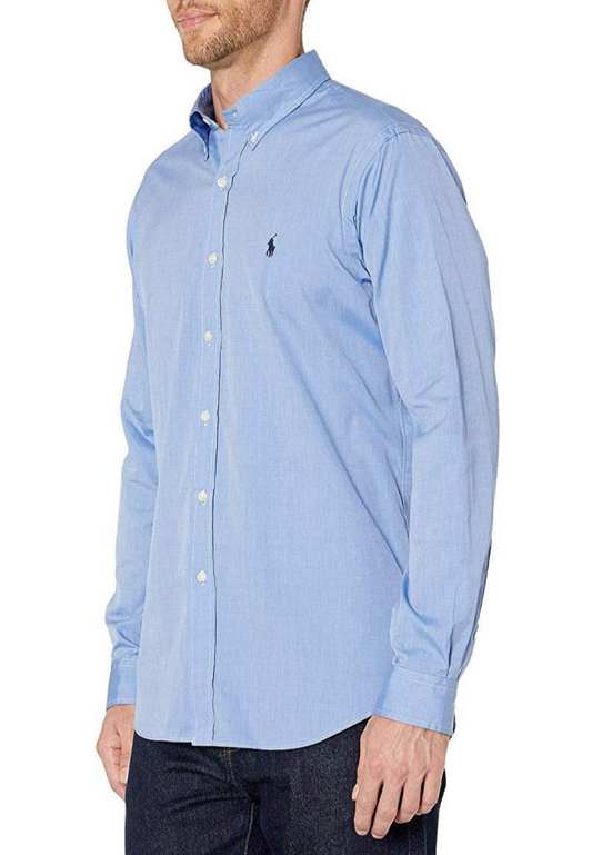 Men's Poplin Sport Shirt Blue End on End