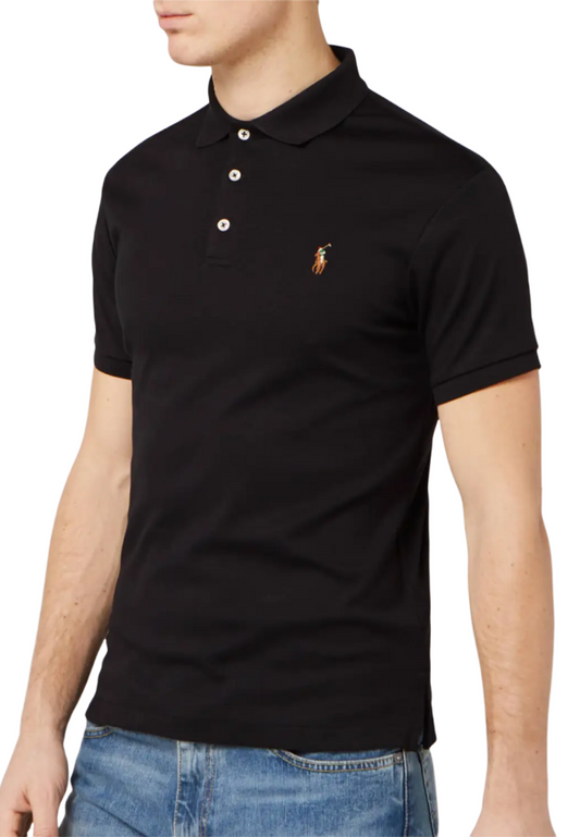 Men's Custom Slim Fit Cotton Polo Shirt - Polo Black