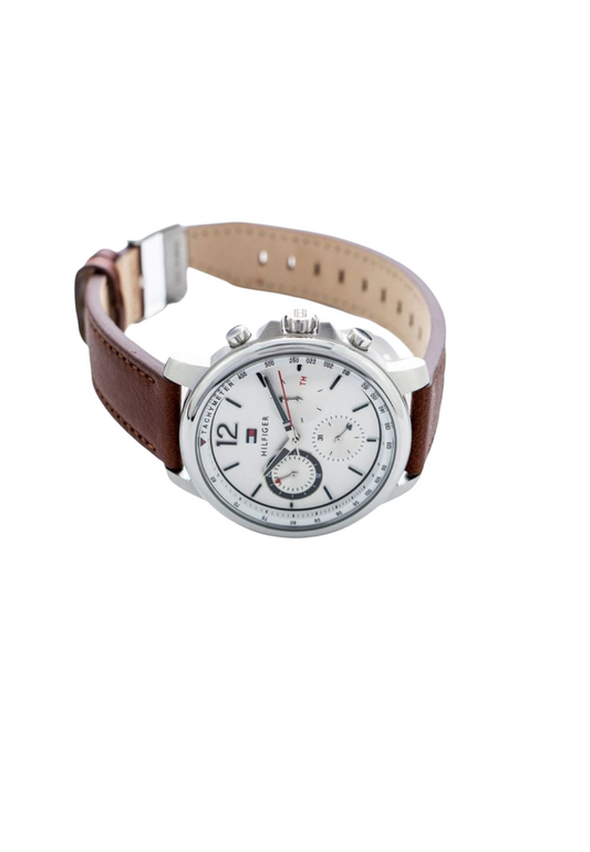 Sport Watch with Light Brown Flag Leather Strap