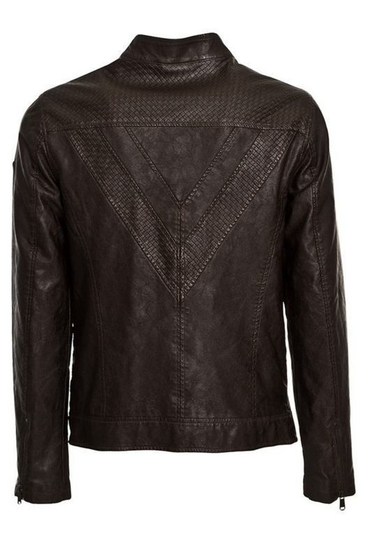 Men's Quilted Eco Leather Jacket Black