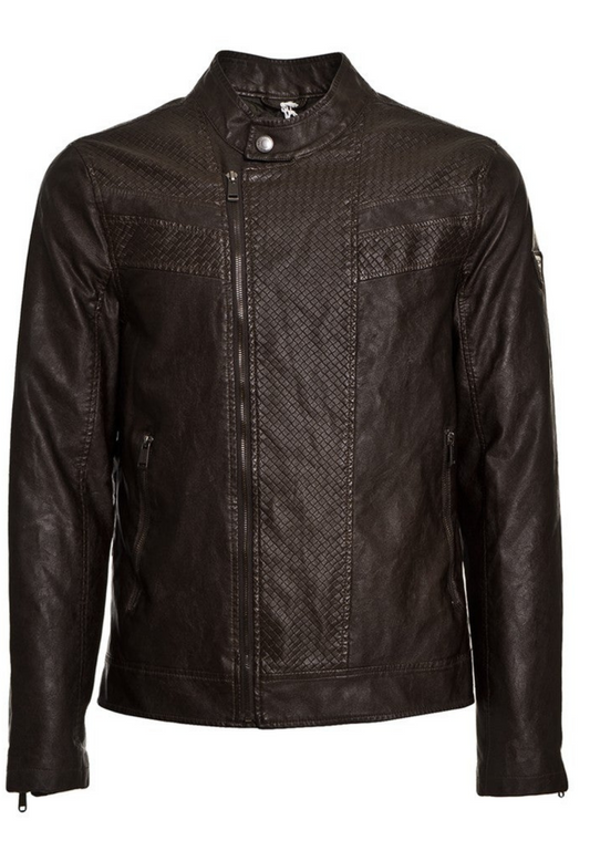 Men's Quilted Eco Leather Jacket Black