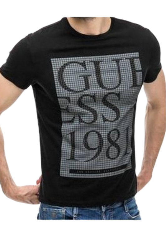 Men's short sleeves T shirt M74I39- Black