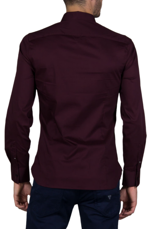 Men's long-sleeved shirt in stretch cotton