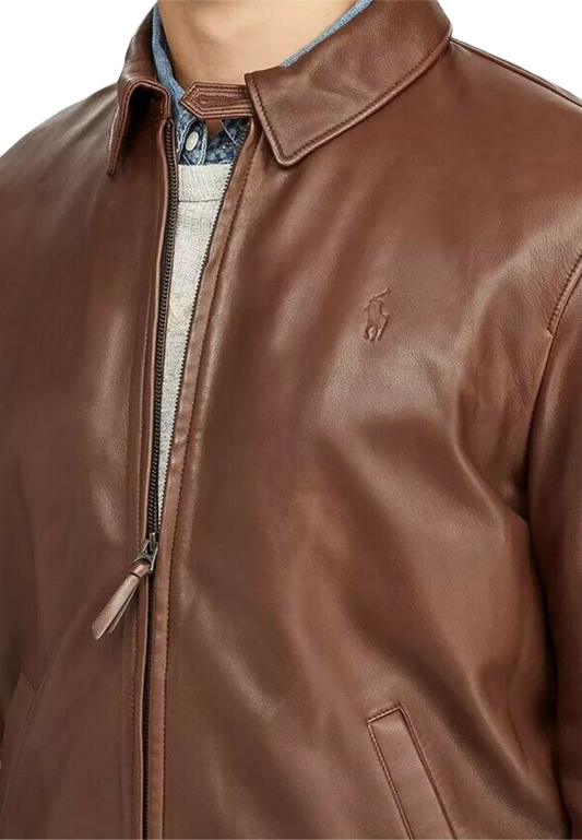 Men's Leather Jacket - Bison Brown