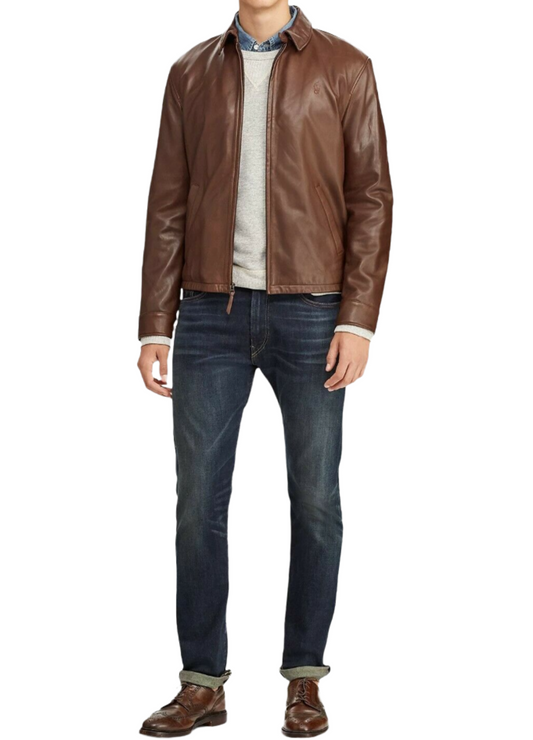 Men's Leather Jacket - Bison Brown